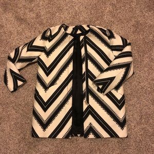 Zara black and white herringbone coat